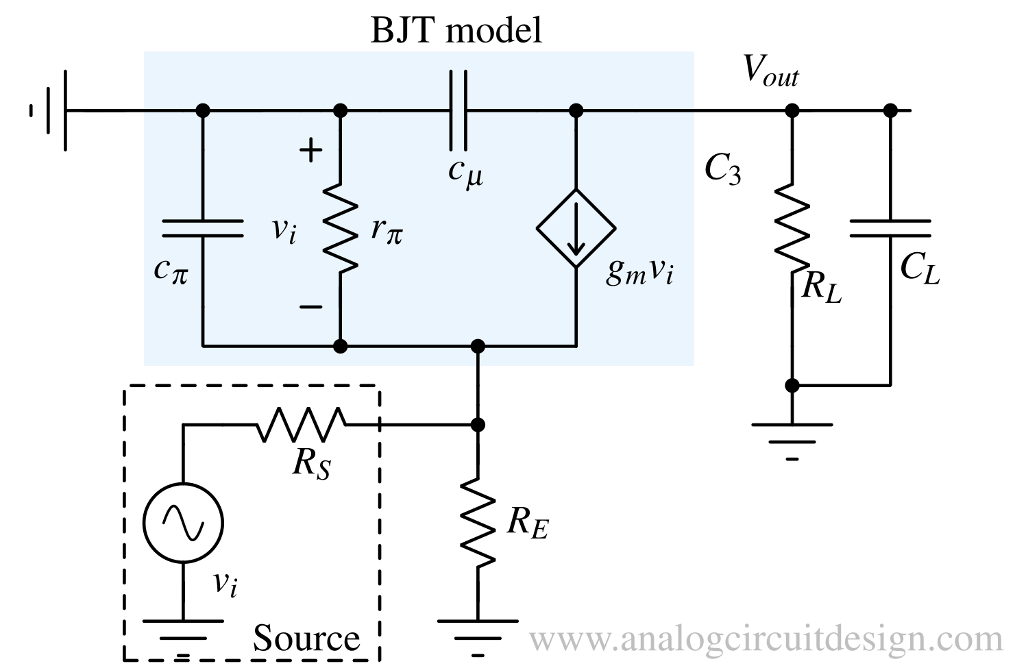 Flatband model for common-base amplifier