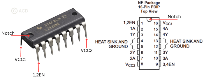 L293D motor driver IC